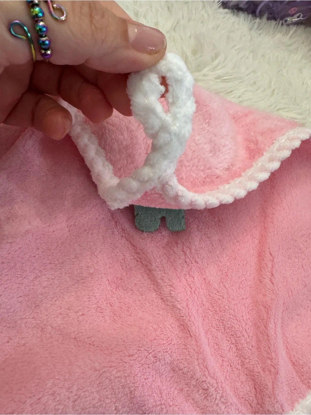 Pink Strawberry Plush hand towel for Kids very soft
